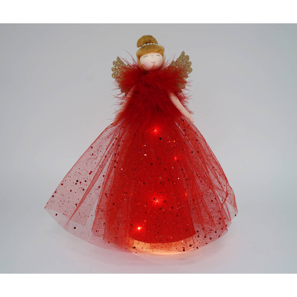 Light Up Red Angel Christmas Tree Topper, 1 of 5