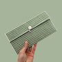 Reusable Organic Gingham Eco Envelope Tall | Sage Green, thumbnail 1 of 5