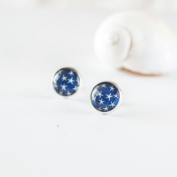 Navy Blue Stars Earrings, 2 of 9