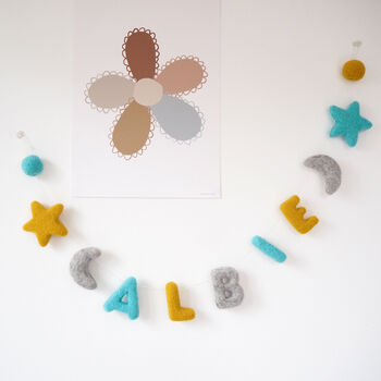 Personalised Moon And Stars Name Felt Garland, 7 of 12