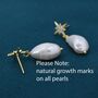 Sterling Silver Starburst Dangling Baroque Pearl Drop Earrings, thumbnail 7 of 12