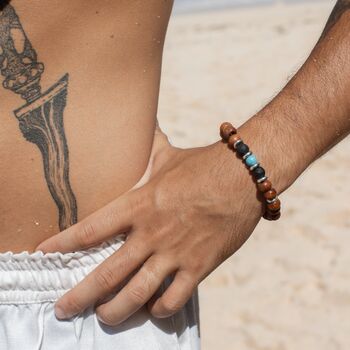 Wood And Lava Stone Elasticated Men's Surf Bracelet, 4 of 7