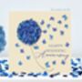 Wedding Anniversary Butterfly Blue Hydrangea Flower Card, Not 3D, thumbnail 1 of 12