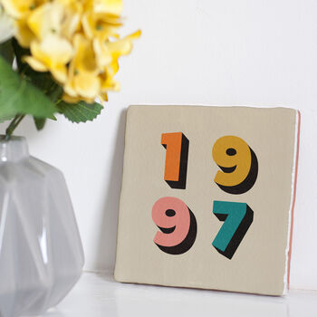 Personalised Milestone Birthday Birth Year Keepsake Tile, 4 of 4