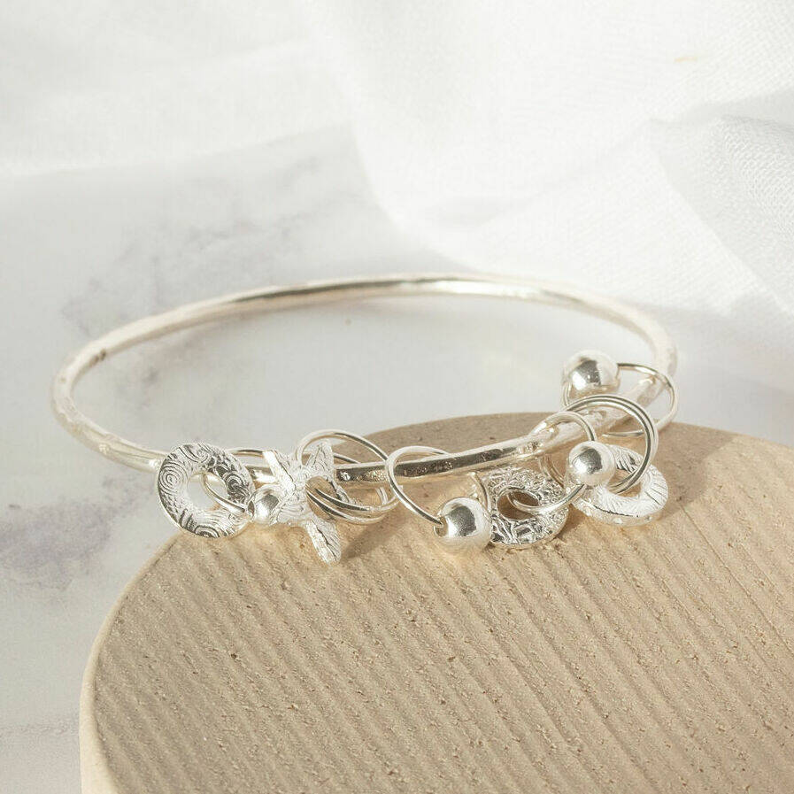 Sterling Silver Charm Bangle By Lucy Kemp Silver Jewellery ...
