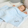 Personalised Blue Waffle Baby Blanket, thumbnail 2 of 6