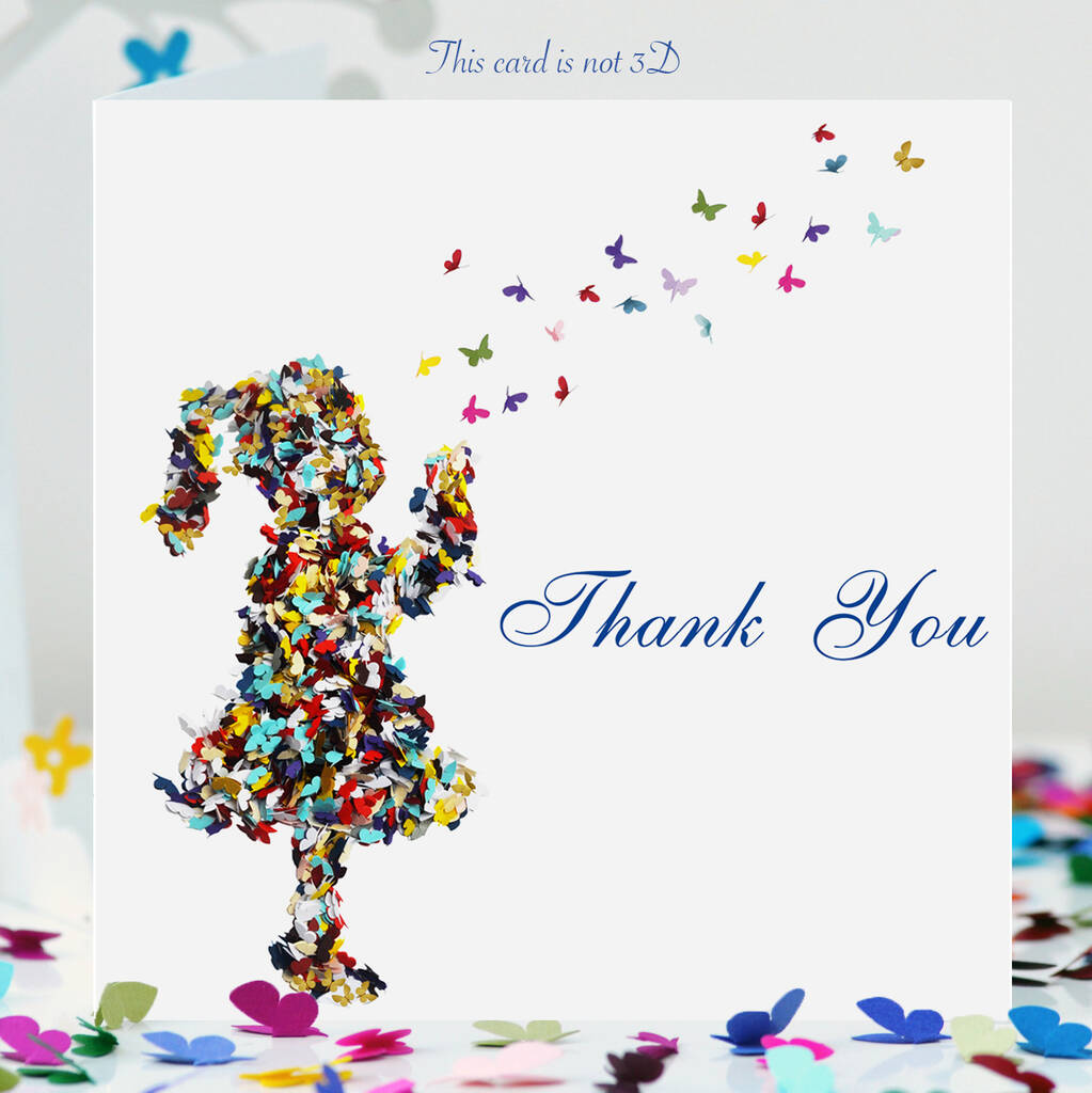 Butterfly Kisses Thank You Card, 1 of 9