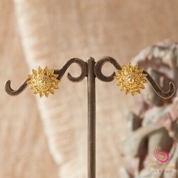 Filigree Gold Plated Flower Petal Shaped Stud Earrings, 7 of 9