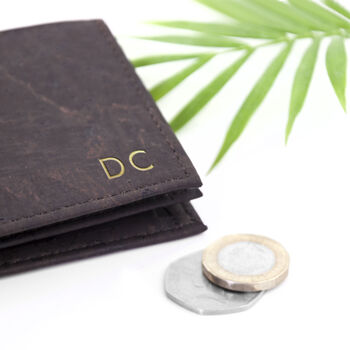 Personalised Dark Brown Vegan Leather Cork Wallet, 5 of 9
