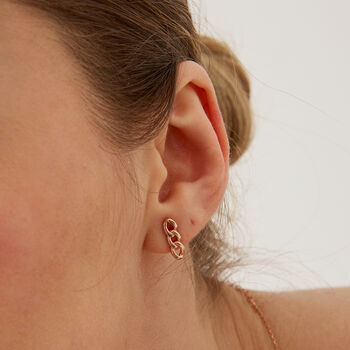 Chain Stud Earring In Sterling Silver And Gold Vermeil, 6 of 8
