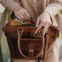 Brown Leather Pocket Tote Handbag, thumbnail 2 of 6