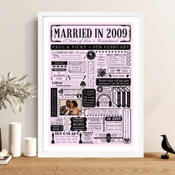 2009 Personalised 17th Furniture Anniversary Poster With Photo, 2 of 11