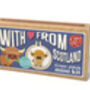 With Love From Scotland Highland Cow Mini Matchbox Cross Stitch Kit, thumbnail 2 of 6