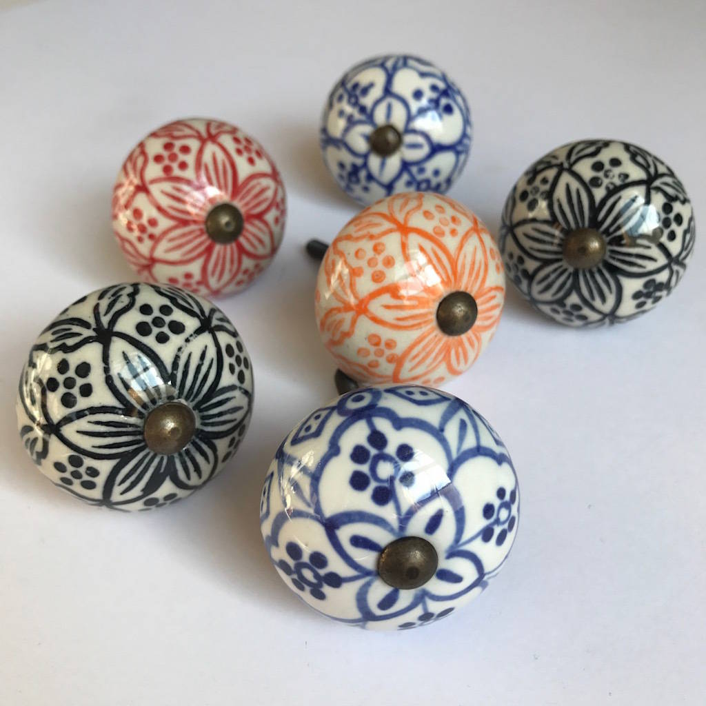 Set Of Moorish Hand Painted Drawer Knobs By French Grey Interiors