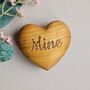 'Mine' Engraved Wooden Heart, thumbnail 1 of 2