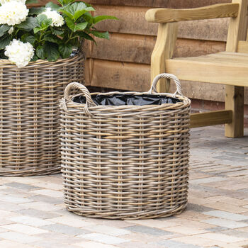Round Rattan Planter With Handles, 2 of 4