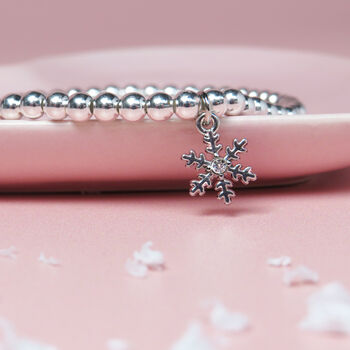 Snow Flake Silver Plated Charm Bracelet, 2 of 3