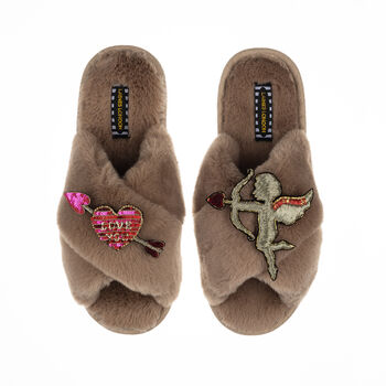 Classic Laines Slippers With Cupid And Love Brooch, 7 of 7