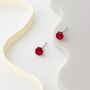 Ruby Red Swarovski Crystal Stud Earrings, thumbnail 2 of 6