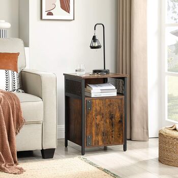 Bedside Table With Open Shelf And Storage Cabinet, 3 of 9