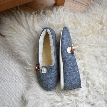 Felt Slippers With Cream Details, 2 of 8