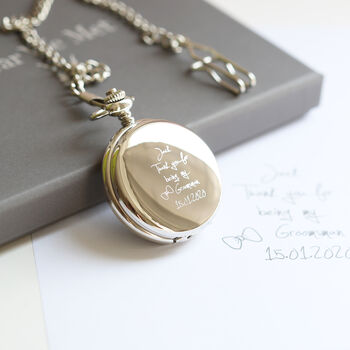 Your Own Handwriting Engraved Dual Opening Pocket Watch, 3 of 8