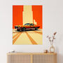 Wall Cracks Orange Sports Motor Car Wall Art Print, thumbnail 1 of 6