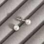 Pearl Silver Stud Earrings, thumbnail 1 of 7
