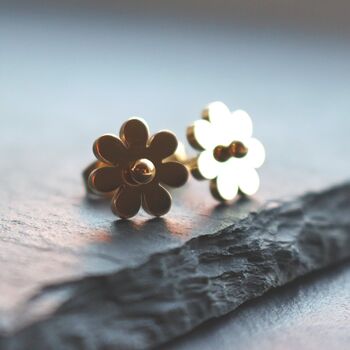 Daisy Flower Stud Earrings Floral Jewellery 18k Gold, 6 of 10