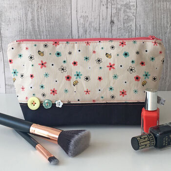 Flower Bumble Bee Fabric Make Up Bag, 3 of 6