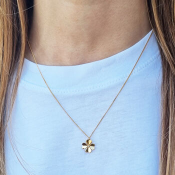 Diamond Four Leaf Clover Necklace – Silver/Gold Vermeil, 2 of 8