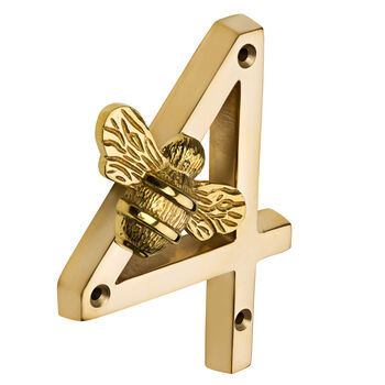 Solid Brass Bee Numbers In Brass Finish Four Inch, 5 of 10