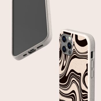 Black Liquid Marble Biodegradable Phone Case, 4 of 8