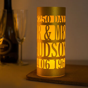 50th Anniversary Golden Wedding Luminary Centrepiece, 4 of 6