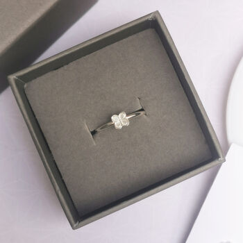 Silver Four Leaf Clover Ring, 3 of 5