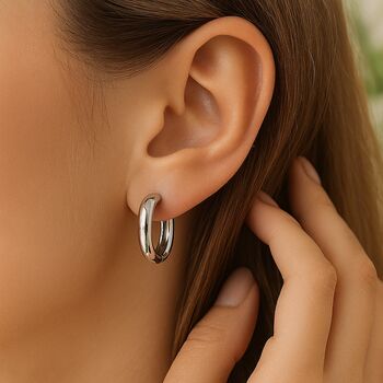 Sterling Silver Hinged Huggie Hoop Earrings – 20mm, 3 of 6