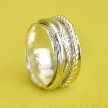 Sterling Silver Triple Band Spinning Ring, 5 of 8