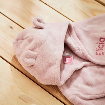 Personalised Pink Hooded Fleece Robe, 3 of 5