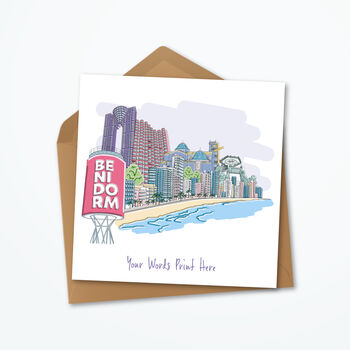 Personalised Benidrom Greeting Card, Skyline, 2 of 4