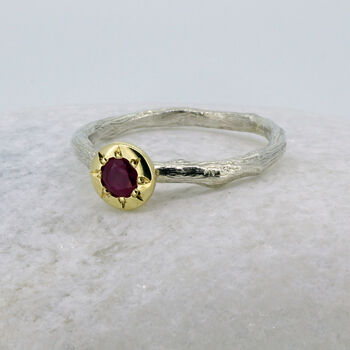 Sterling Silver And Solid Gold Ruby Ring, 4 of 5