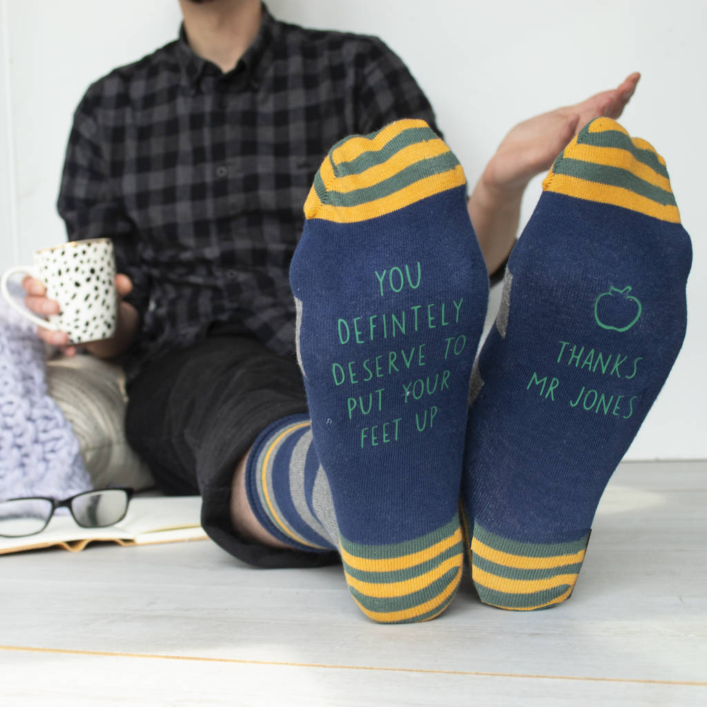Put Your Feet Up Personalised Patterned Teacher Socks By Solesmith Notonthehighstreet Com