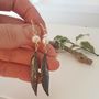 Sterling Silver Long Leaf And Pearl Boho Earrings, thumbnail 2 of 7
