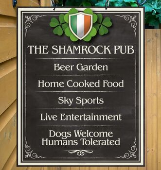 Shamrock Inn Personalised Home Pub Sign Man Cave Sign, 5 of 9