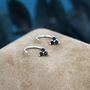 Black Trio Huggie Hoop Earrings Sterling Silver, thumbnail 1 of 11