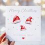 Personalised Family Christmas Card *Up To Six Santa Hats, thumbnail 1 of 6