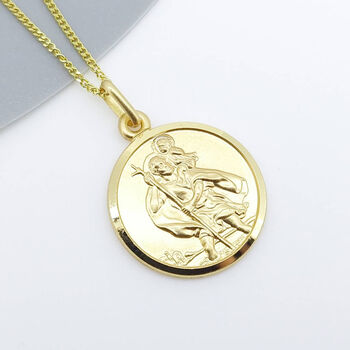 Tiny Personalised Gold Plated Sterling Silver St Christopher Pendant Necklace, 2 of 5