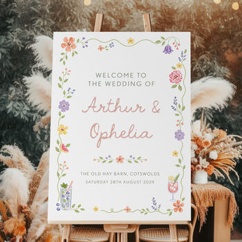 Whimsical Wildflower Wedding Welcome Sign, 2 of 3