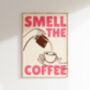 Smell The Coffee Kitchen Wall Art Print Retro, thumbnail 8 of 11