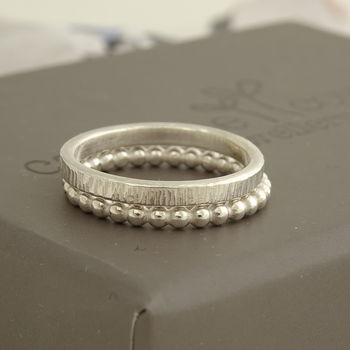 Silver Beaded Stacking Ring, 2 of 3