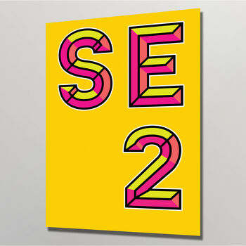 Se2 London Postcode Neon Typography Print, 2 of 4